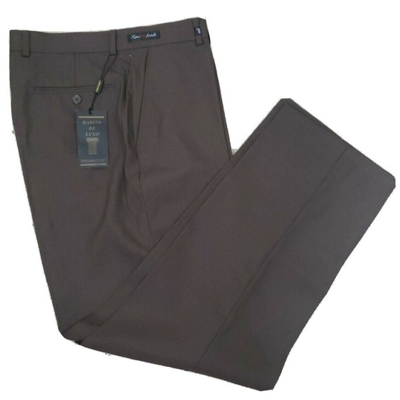 Eddie Domani ~Men's 34/30~ Brown Wool Blend Straight Leg Dress Pants NWT. - Picture 6 of 12